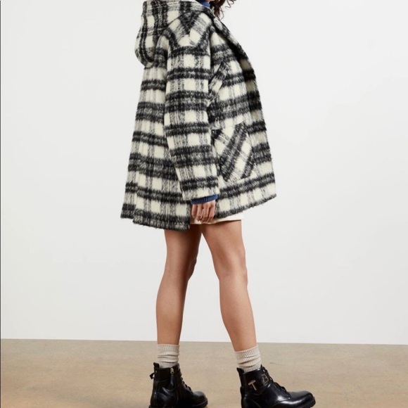 Ted Baker Tortis Checked Hooded Wool-Blend Coat sz US 2/UK 0 - Picture 11 of 12